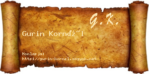 Gurin Kornél névjegykártya